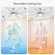Bayfeve Smart Ceiling Fan 52-in Color-Changing Integrated LED Outdoor Smart Brushed Nickel with Matte White Blades Ceiling Fan With Light - Remote Included ( 8 -Blade )