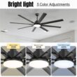BABOOM Modern Large Design Ceiling Fan 84-in Color-Changing Integrated LED Smart Black with Aluminum Blades Fandelier Ceiling Fan With Light - Remote Included ( 8 -Blade )
