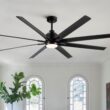BABOOM Indoor Smart Ceiling Fan 72-in Integrated LED Smart Black with ABS Blades Ceiling Fan With Light - Remote Included ( 8 -Blade )