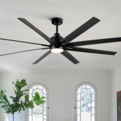 BABOOM Indoor Smart Ceiling Fan 72-in Integrated LED Smart Black with ABS Blades Ceiling Fan With Light - Remote Included ( 8 -Blade )