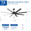 BABOOM Indoor Smart Ceiling Fan 72-in Integrated LED Smart Black with ABS Blades Ceiling Fan With Light - Remote Included ( 8 -Blade )