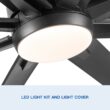 BABOOM Indoor Smart Ceiling Fan 72-in Integrated LED Smart Black with ABS Blades Ceiling Fan With Light - Remote Included ( 8 -Blade )