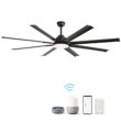 BABOOM Modern Ceiling Fan With LED LIGHT 72-in Color-Changing Integrated LED Outdoor Smart BLACK with Ceiling Fan With Light - Remote Included ( 8 -Blade )