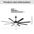 BABOOM Modern Ceiling Fan With LED LIGHT 72-in Color-Changing Integrated LED Outdoor Smart BLACK with Ceiling Fan With Light - Remote Included ( 8 -Blade )