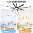 BABOOM Modern Ceiling Fan With LED LIGHT 72-in Color-Changing Integrated LED Outdoor Smart BLACK with Ceiling Fan With Light - Remote Included ( 8 -Blade )