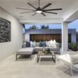 BABOOM Modern Ceiling Fan With LED LIGHT 72-in Color-Changing Integrated LED Outdoor Smart BLACK with Ceiling Fan With Light - Remote Included ( 8 -Blade )