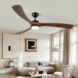 BABOOM Smart Control Solid Wood Ceiling Fan with Light 72-in Integrated LED Smart Antique brown with Solid Wood Blades Fandelier Ceiling Fan With Light - Remote Included ( 3 -Blade )