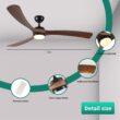BABOOM Smart Control Solid Wood Ceiling Fan with Light 72-in Integrated LED Smart Antique brown with Solid Wood Blades Fandelier Ceiling Fan With Light - Remote Included ( 3 -Blade )