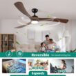 BABOOM Smart Control Solid Wood Ceiling Fan with Light 72-in Integrated LED Smart Antique brown with Solid Wood Blades Fandelier Ceiling Fan With Light - Remote Included ( 3 -Blade )