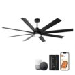 Parrot Uncle Smart Fan 72-in Color-Changing Integrated LED Smart Matte Black with Matte Blades Ceiling Fan With Light - Remote Included ( 8 -Blade )