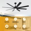Parrot Uncle Smart Fan 72-in Color-Changing Integrated LED Smart Matte Black with Matte Blades Ceiling Fan With Light - Remote Included ( 8 -Blade )