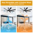 Parrot Uncle Smart Fan 72-in Color-Changing Integrated LED Smart Matte Black with Matte Blades Ceiling Fan With Light - Remote Included ( 8 -Blade )