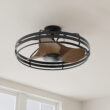 Progress Lighting Bastrop 26-in Outdoor Graphite with Aged Oak Blades Fandelier Ceiling Fan Without Light - Remote Included ( 3 -Blade )