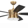 Craftmade Dominick 52-in Smart Satin Brass with Flat Black Blades Ceiling Fan With Light - Remote Included ( 5 -Blade )