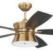 Craftmade Dominick 52-in Smart Satin Brass with Flat Black Blades Ceiling Fan With Light - Remote Included ( 5 -Blade )