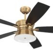 Craftmade Dominick 52-in Smart Satin Brass with Flat Black Blades Ceiling Fan With Light - Remote Included ( 5 -Blade )