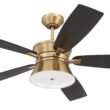 Craftmade Dominick 52-in Smart Satin Brass with Flat Black Blades Ceiling Fan With Light - Remote Included ( 5 -Blade )