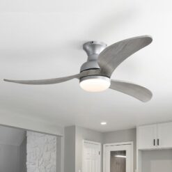 Sofucor Nicola 52-in Color-Changing Integrated LED Flush Mount Smart Gray with Gray Blades Propeller Ceiling Fan With Light and Remote ( 3 -Blade )