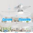 Sofucor Nicola 52-in Color-Changing Integrated LED Flush Mount Smart Gray with Gray Blades Propeller Ceiling Fan With Light and Remote ( 3 -Blade )
