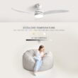 Sofucor Nicola 52-in Color-Changing Integrated LED Flush Mount Smart Gray with Gray Blades Propeller Ceiling Fan With Light and Remote ( 3 -Blade )