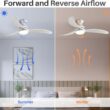 Sofucor Nicola 52-in Color-Changing Integrated LED Flush Mount Smart Gray with Gray Blades Propeller Ceiling Fan With Light and Remote ( 3 -Blade )