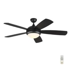Generation Lighting Discus 52-in Integrated LED Smart Midnight Black with Black Blades Ceiling Fan With Light - Remote Included ( 5 -Blade )