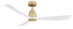 Fanimation Kute 52-in Outdoor Smart Brushed Satin Brass with Matte White Blades Propeller Ceiling Fan Light Kit Compatible 3 -Blade )