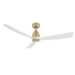 Fanimation Kute 52-in Outdoor Smart Brushed Satin Brass with Matte White Blades Propeller Ceiling Fan Light Kit Compatible 3 -Blade )