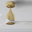 Fanimation Kute 52-in Outdoor Smart Brushed Satin Brass with Matte White Blades Propeller Ceiling Fan Light Kit Compatible 3 -Blade )