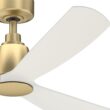 Fanimation Kute 52-in Outdoor Smart Brushed Satin Brass with Matte White Blades Propeller Ceiling Fan Light Kit Compatible 3 -Blade )