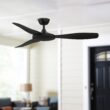 Fanimation GlideAire 52-in Outdoor Smart Black with Black Blades Propeller Ceiling Fan Without Light 3 -Blade )