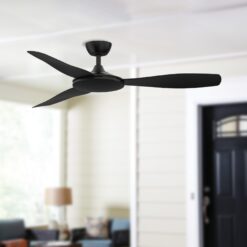 Fanimation GlideAire 52-in Outdoor Smart Black with Black Blades Propeller Ceiling Fan Without Light 3 -Blade )