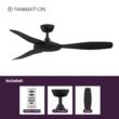 Fanimation GlideAire 52-in Outdoor Smart Black with Black Blades Propeller Ceiling Fan Without Light 3 -Blade )