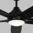 Generation Lighting Lowden 60-in Integrated LED Smart Midnight Black with Midnight Black/American Walnut Blades Propeller Ceiling Fan With Light - Remote Included ( 5 -Blade )