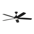 Generation Lighting Lowden 60-in Integrated LED Smart Midnight Black with Midnight Black/American Walnut Blades Propeller Ceiling Fan With Light - Remote Included ( 5 -Blade )
