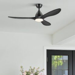 CO-Z 52-in Color-Changing Integrated LED Smart Black with Black Blades Propeller Ceiling Fan With Light - Remote Included ( 3 -Blade )