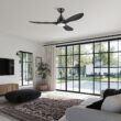 CO-Z 52-in Color-Changing Integrated LED Smart Black with Black Blades Propeller Ceiling Fan With Light - Remote Included ( 3 -Blade )