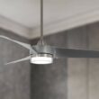 Minka Aire Veer 56-in Integrated LED Smart Brushed Nickel with Silver Blades Ceiling Fan With Light - Remote Included ( 3 -Blade )