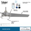 Minka Aire Veer 56-in Integrated LED Smart Brushed Nickel with Silver Blades Ceiling Fan With Light - Remote Included ( 3 -Blade )