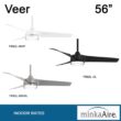 Minka Aire Veer 56-in Integrated LED Smart Brushed Nickel with Silver Blades Ceiling Fan With Light - Remote Included ( 3 -Blade )