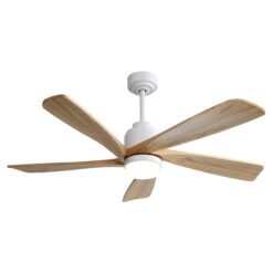 SINOFURN 52-in Color-Changing Integrated LED Outdoor Smart White with Finished Blades Ceiling Fan With Light 5 -Blade )