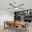 SINOFURN 52-in Color-Changing Integrated LED Outdoor Smart White with Finished Blades Ceiling Fan With Light 5 -Blade )