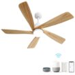 SINOFURN 52-in Color-Changing Integrated LED Outdoor Smart White with Finished Blades Ceiling Fan With Light 5 -Blade )