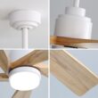 SINOFURN 52-in Color-Changing Integrated LED Outdoor Smart White with Finished Blades Ceiling Fan With Light 5 -Blade )