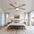 SINOFURN 52-in Color-Changing Integrated LED Outdoor Smart White with Finished Blades Ceiling Fan With Light 5 -Blade )