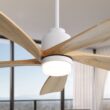 SINOFURN 52-in Color-Changing Integrated LED Outdoor Smart White with Finished Blades Ceiling Fan With Light 5 -Blade )