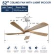 SINOFURN 52-in Color-Changing Integrated LED Outdoor Smart White with Finished Blades Ceiling Fan With Light 5 -Blade )