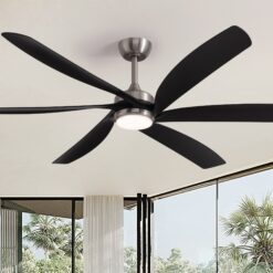 Antoine 64-in Color-Changing Integrated LED Smart Nickel with ABS Blades Ceiling Fan With Light - Remote Included ( 6 -Blade )
