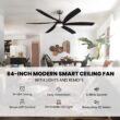 Antoine 64-in Color-Changing Integrated LED Smart Nickel with ABS Blades Ceiling Fan With Light - Remote Included ( 6 -Blade )