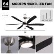 Antoine 64-in Color-Changing Integrated LED Smart Nickel with ABS Blades Ceiling Fan With Light - Remote Included ( 6 -Blade )